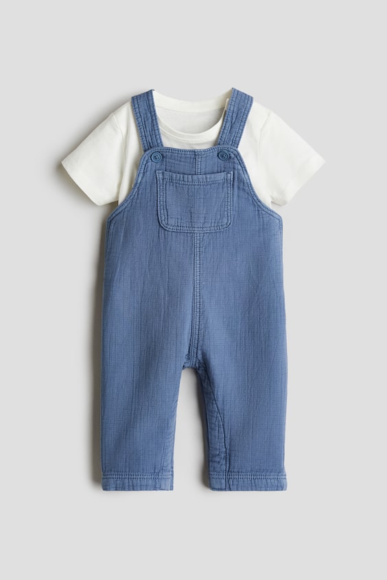 Детские джинсы H&M 2-Piece Overall and Shirt Set