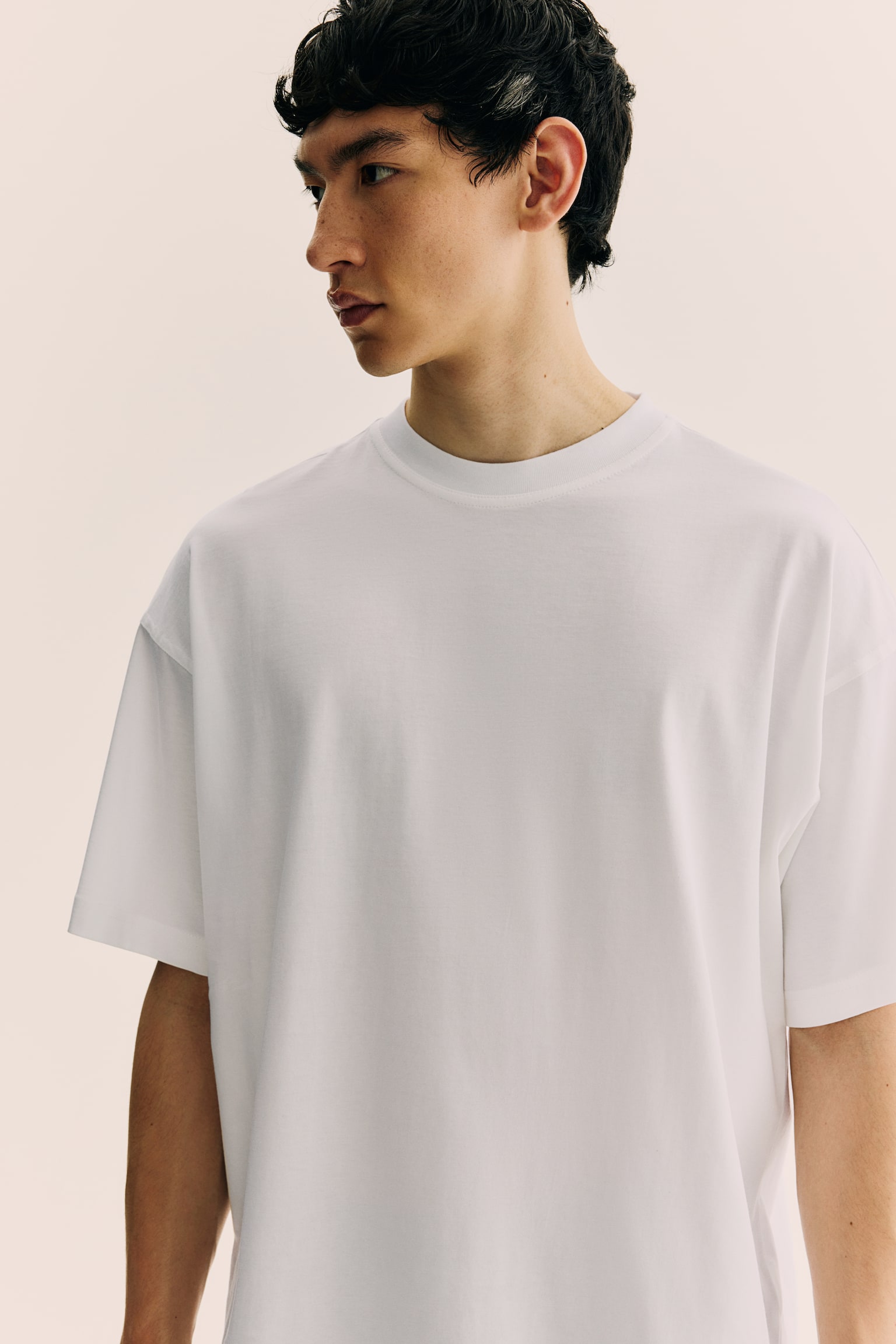 Oversized Fit T-shirt - White/Beige/Black/Beige - 5