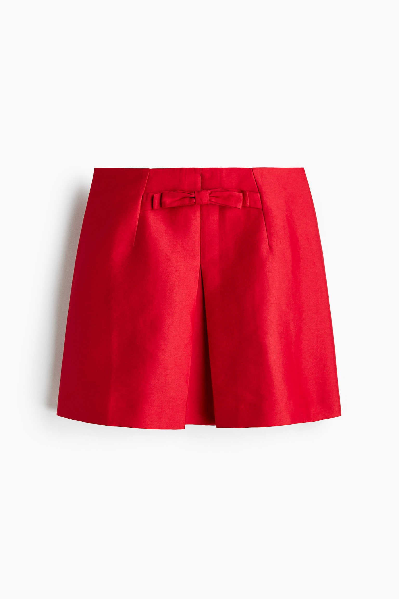 Bow-front mini skirt - Bright red/Dark brown - 2