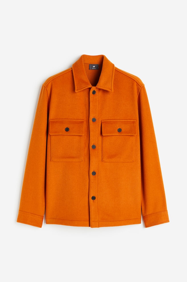 Overshirt i uldblanding Regular Fit - Klar orange/Lys gråbeige - 2