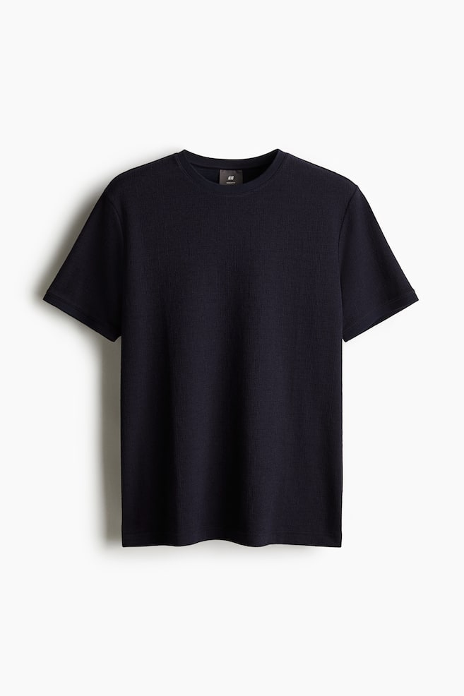 Regular Fit Textured T-shirt - Navy blue - 1