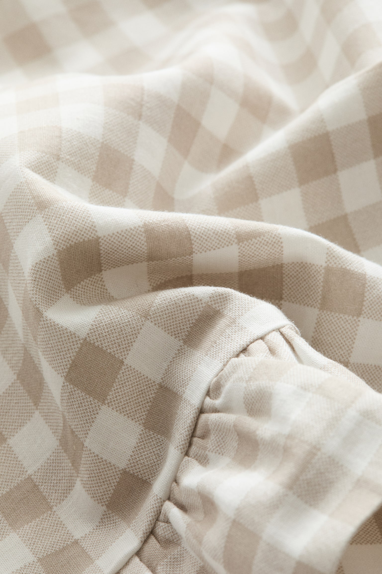 Frill-trimmed cotton pillowcase - Light beige/Gingham check/Khaki green/Gingham check - 3