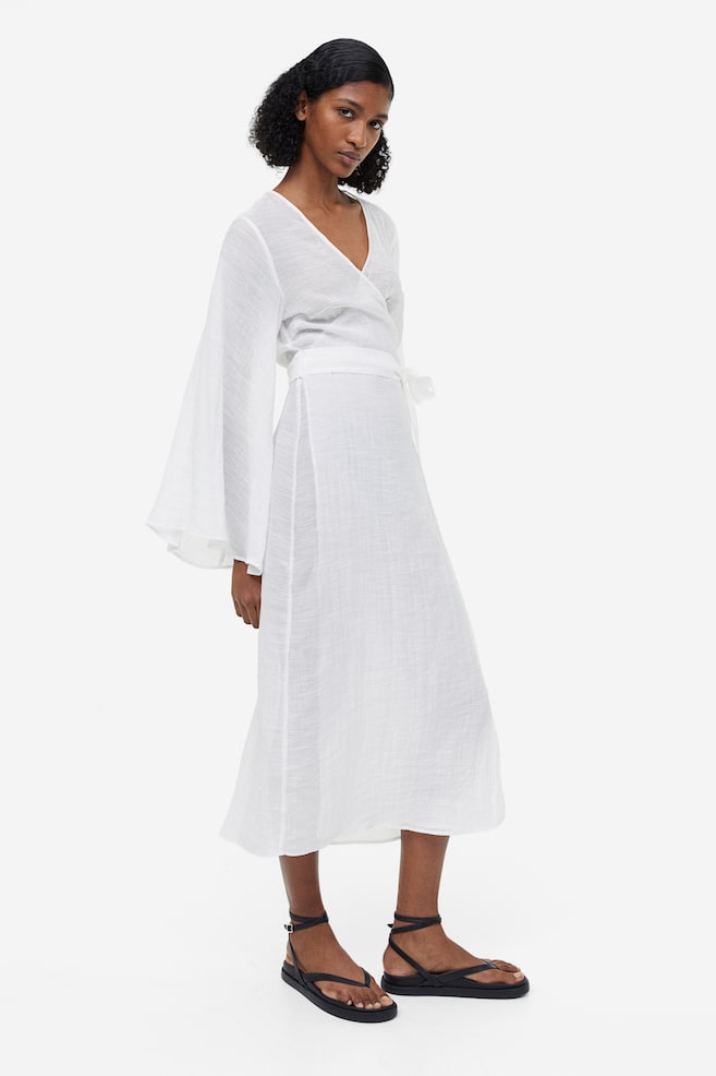 Long wrap dress - White - 7