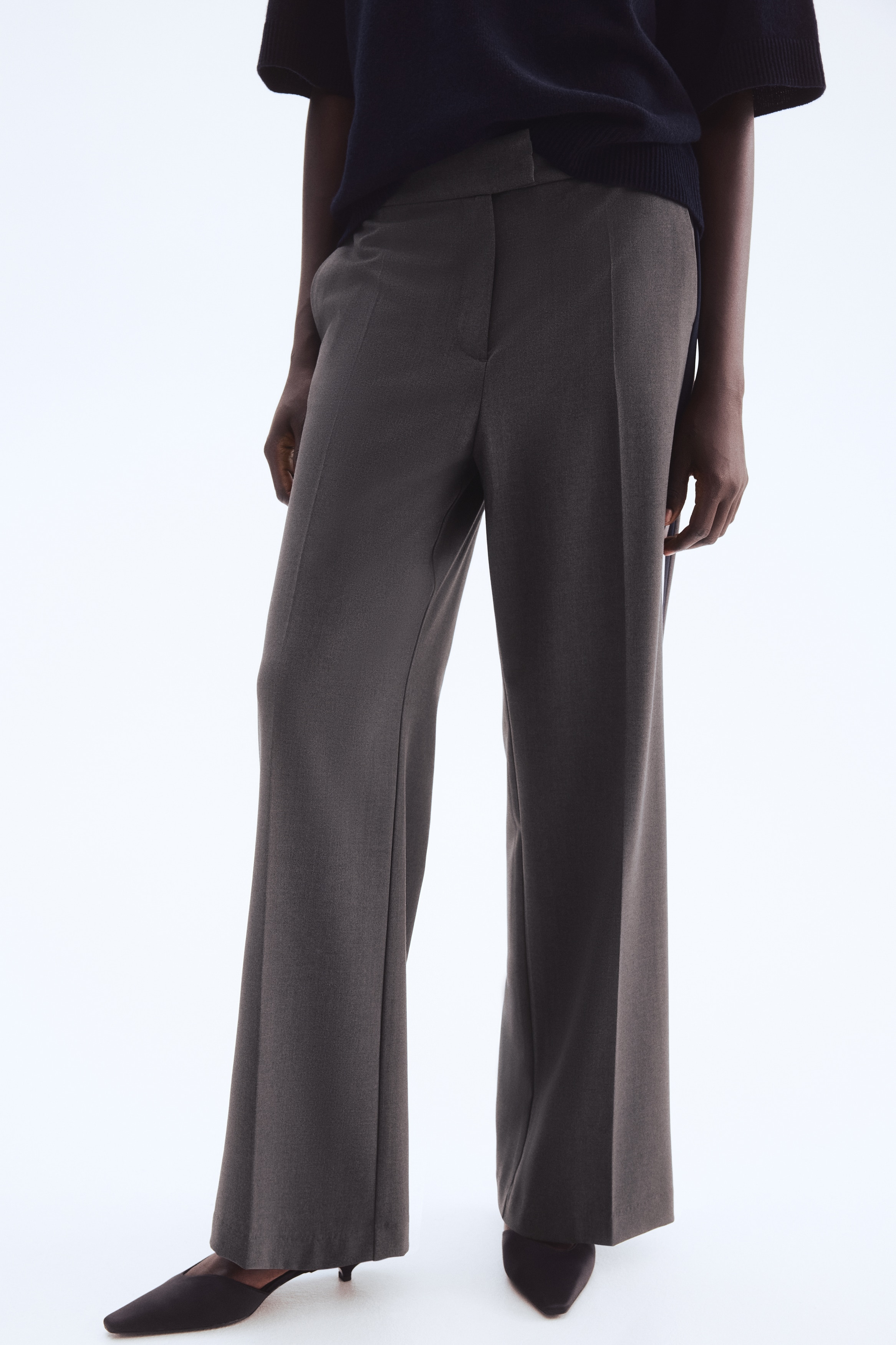 CLUBHAUS Tailored Trousers - Mサイズ　グレー Women's Gray melange Side-striped tailored trousers | H&M CA