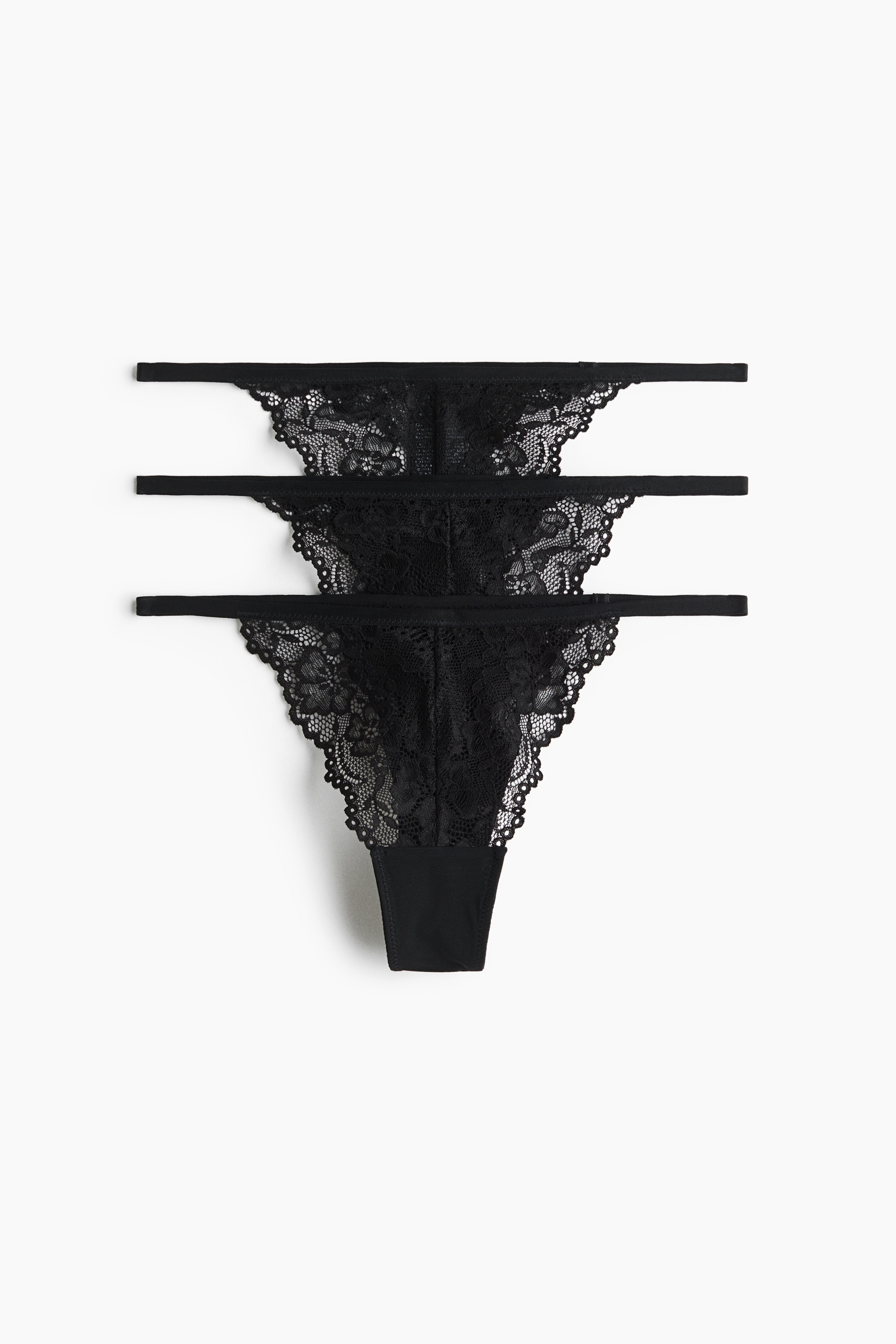 Pack de 3 bragas Thong de encaje - Negro/Burdeos/Marrón/Blanco/Rosa claro/Negro/Blanco/Blanco/Blanco/Burdeos/Rosa claro/Blanco/Azul claro/Blanco