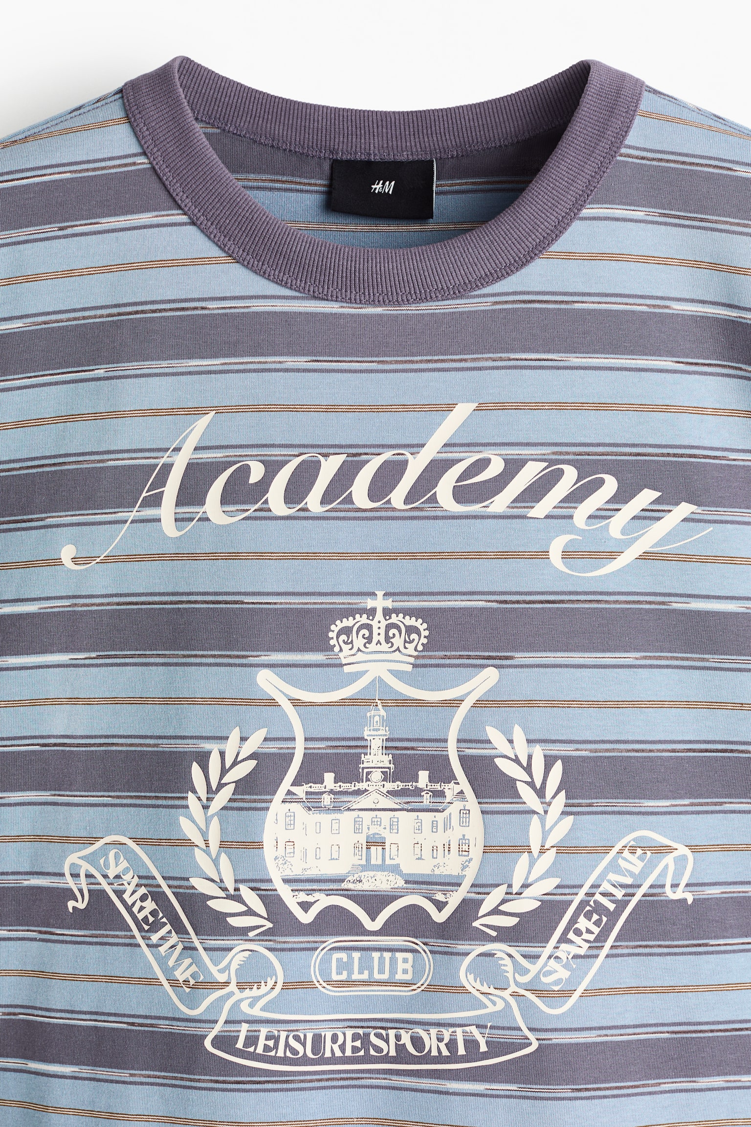 Áo thun dáng hộp in hình Loose Fit - Màu xanh dương khói nhạt/Kẻ/Màu xanh lá đậm/Kẻ/Màu trắng/Kẻ - 6