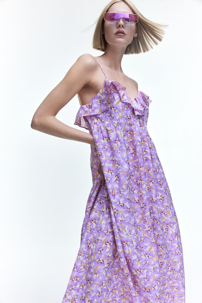 Sleeveless V-neck dress - Light purple/Floral/Black/Cream/Floral - 1