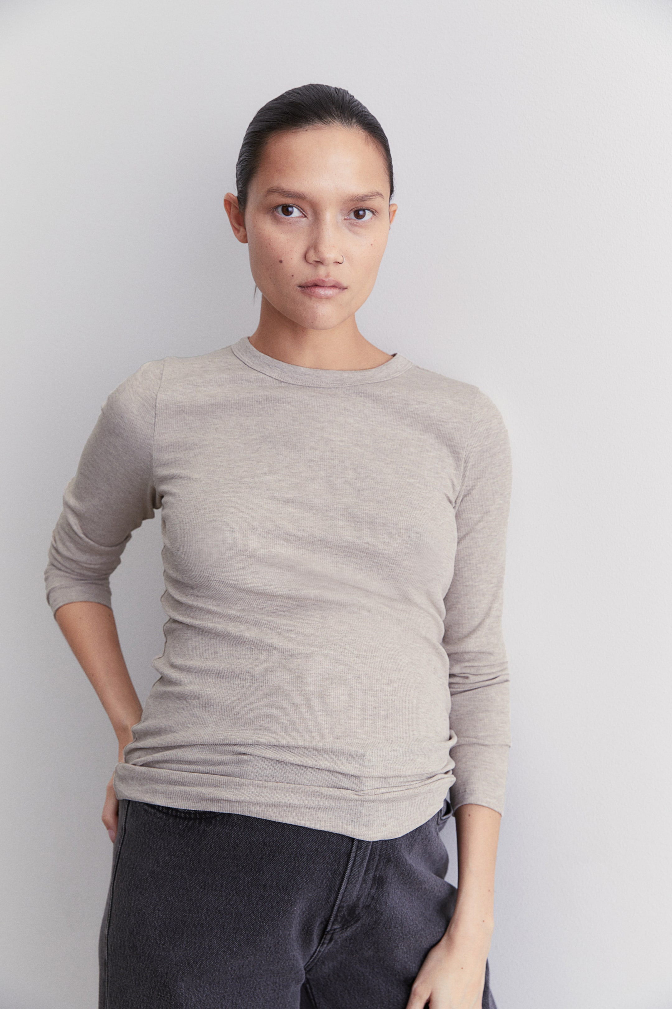 MAMA Ribbed Jersey Top