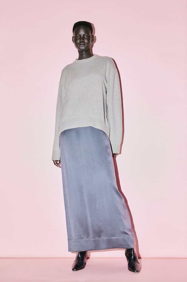Pullover oversize in cashmere - Greige/Beige scuro/Blu navy - 4