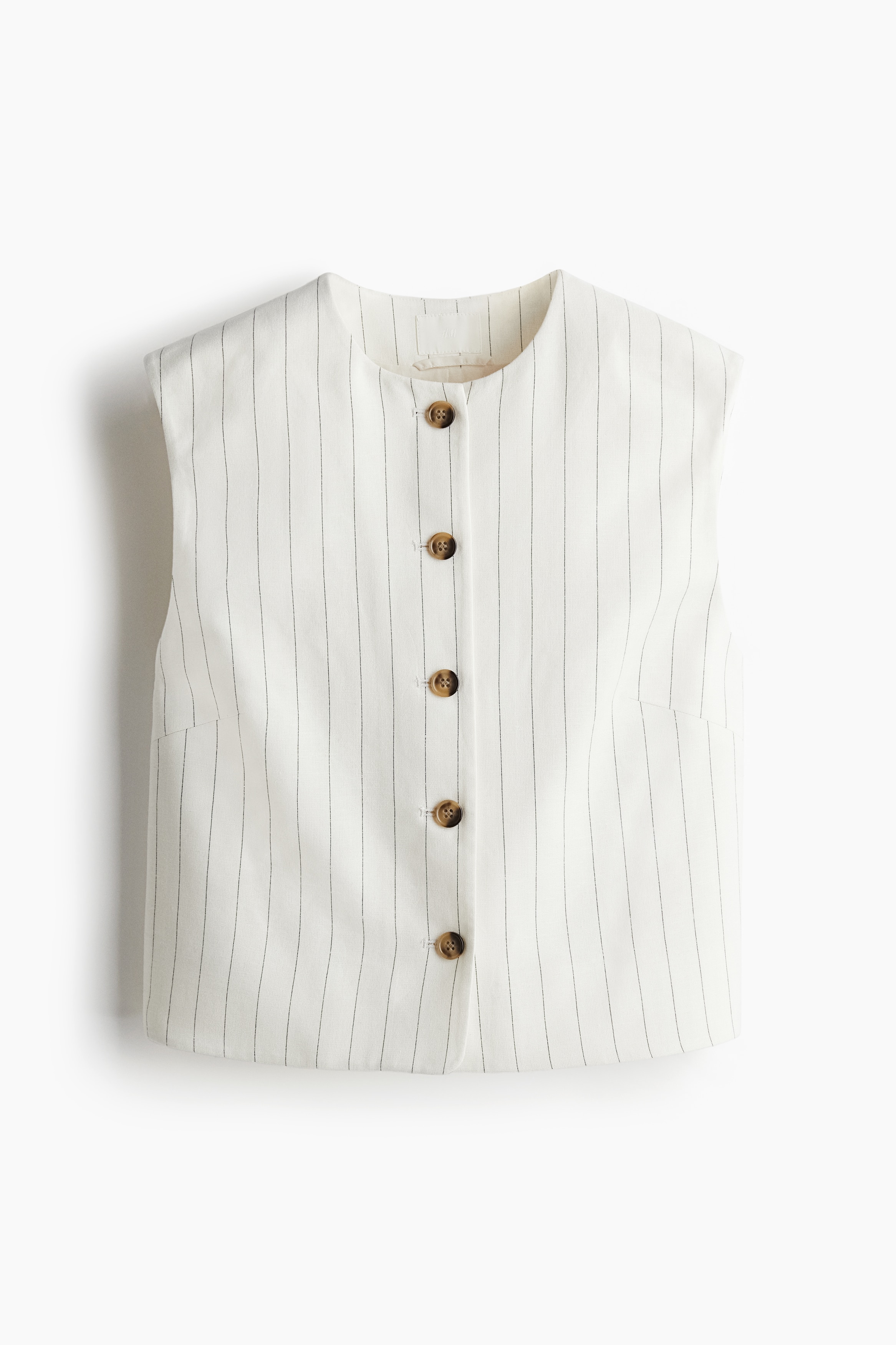Yelek - Krem/İnce çizgili
