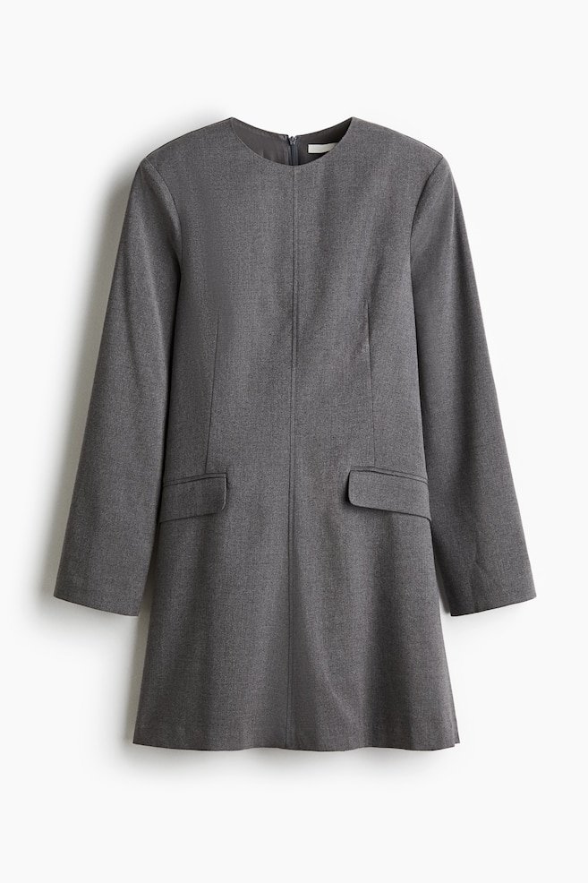 Shoulder-pad dress - Dark grey/Black - 1