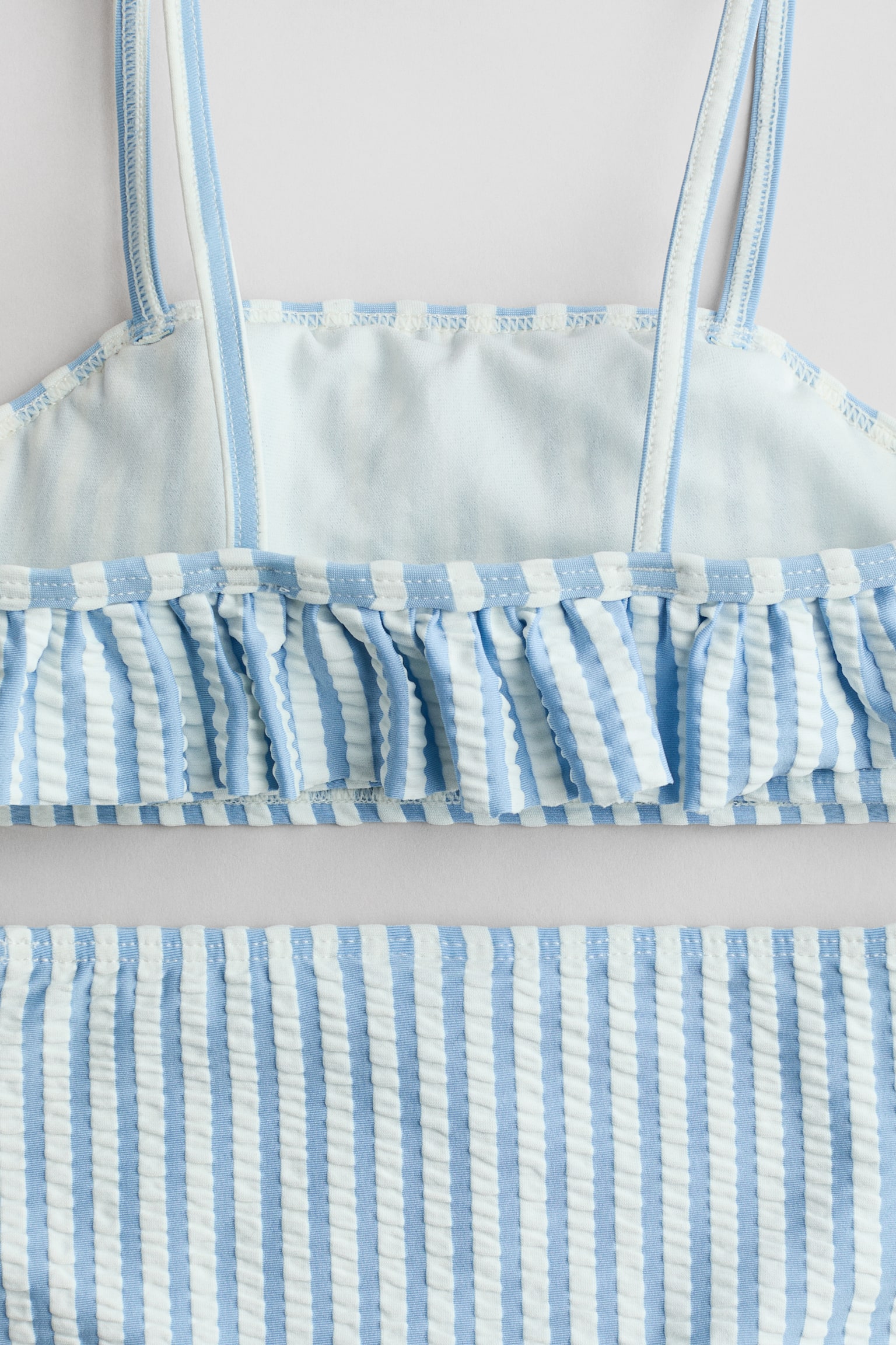 Maillot deux pièces volanté - Bleu clair/rayé/Rose clair/rayures blanches - 2