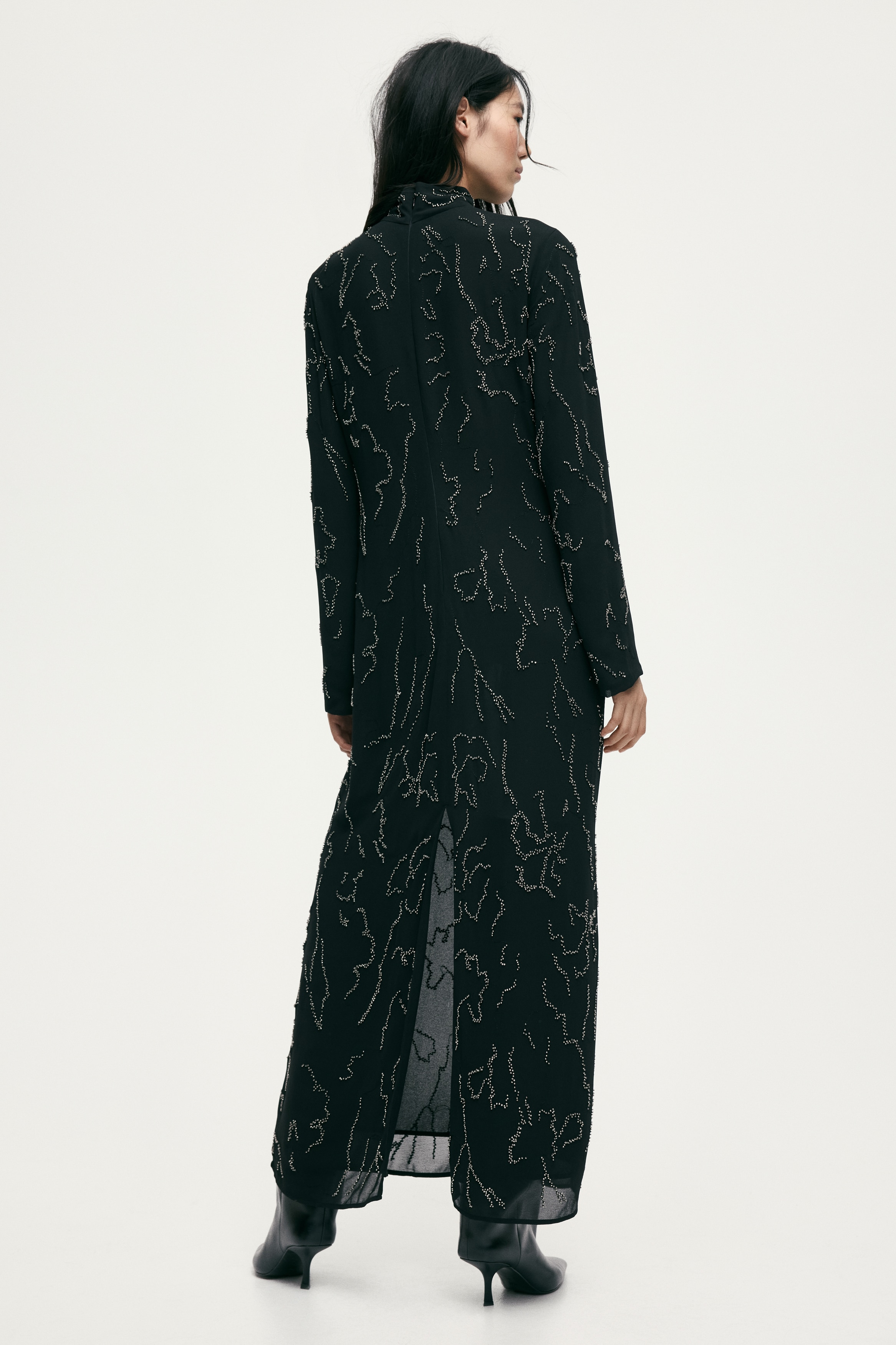 Women's Black Bead-Embellished Maxi Dress | H&M US
