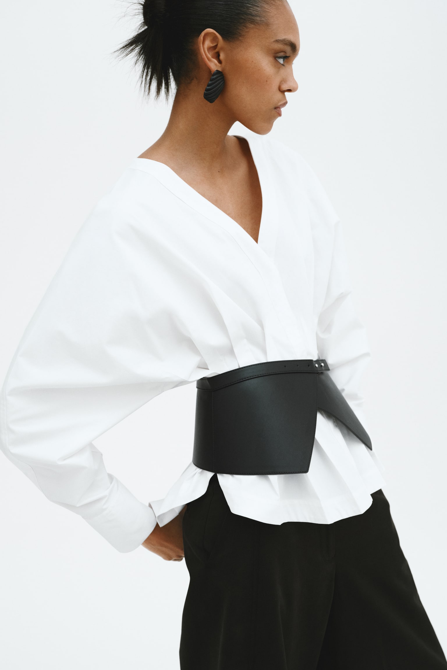 Waisted cotton blouse - White - 6