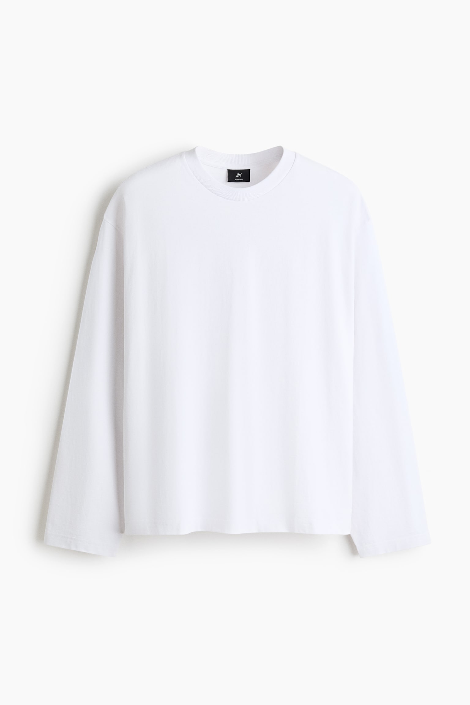 Oversized Fit Long-sleeved jersey top - White/Black/Grey melange/White - 2