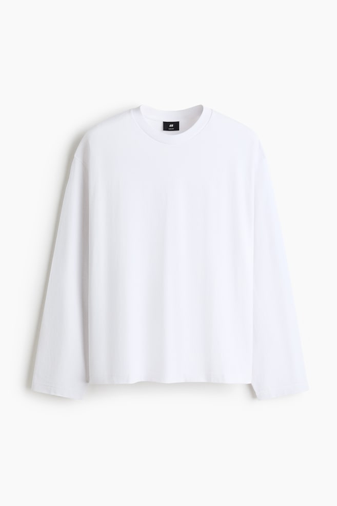 Maglia in jersey a maniche lunghe Oversized Fit - Bianco/Nero/Marrone - 1