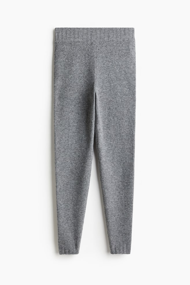Fine-Knit Leggings - Gray melange/Dark beige melange - 1