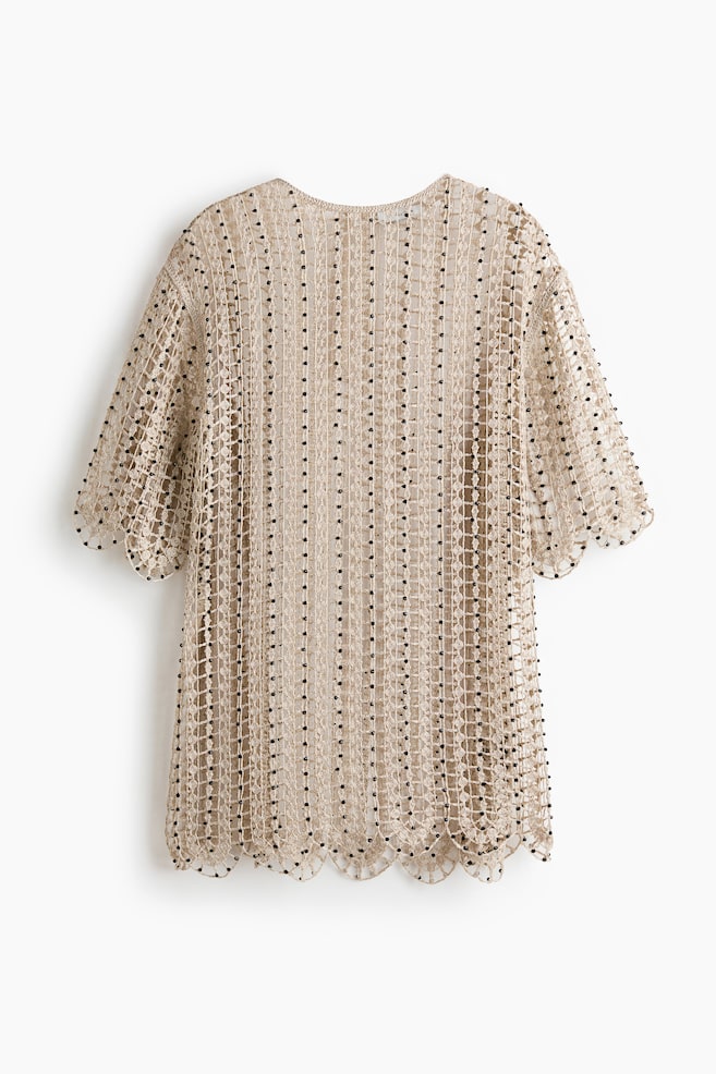 Crochet-Look Top - Light taupe - 1