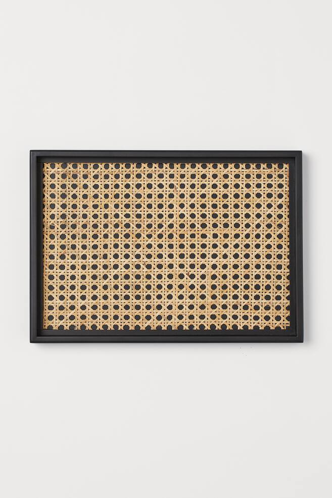 Tray with rattan - Black