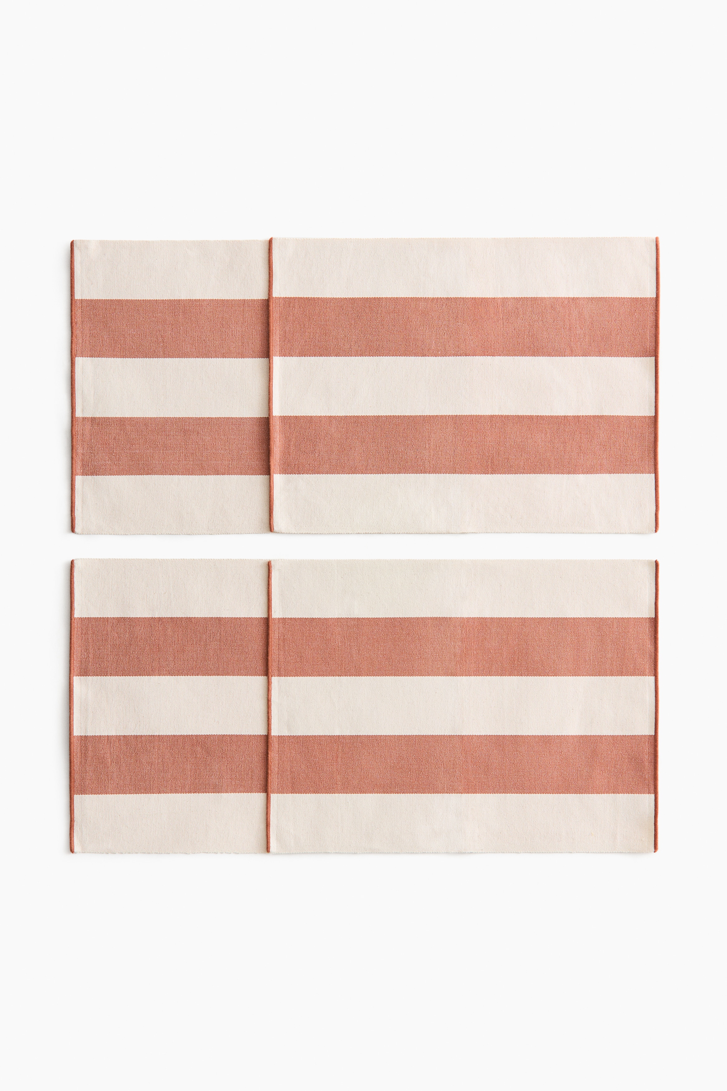 H&M Home - 4-pack cotton place mats - Terrakotta/Raidallinen - size: 45x33