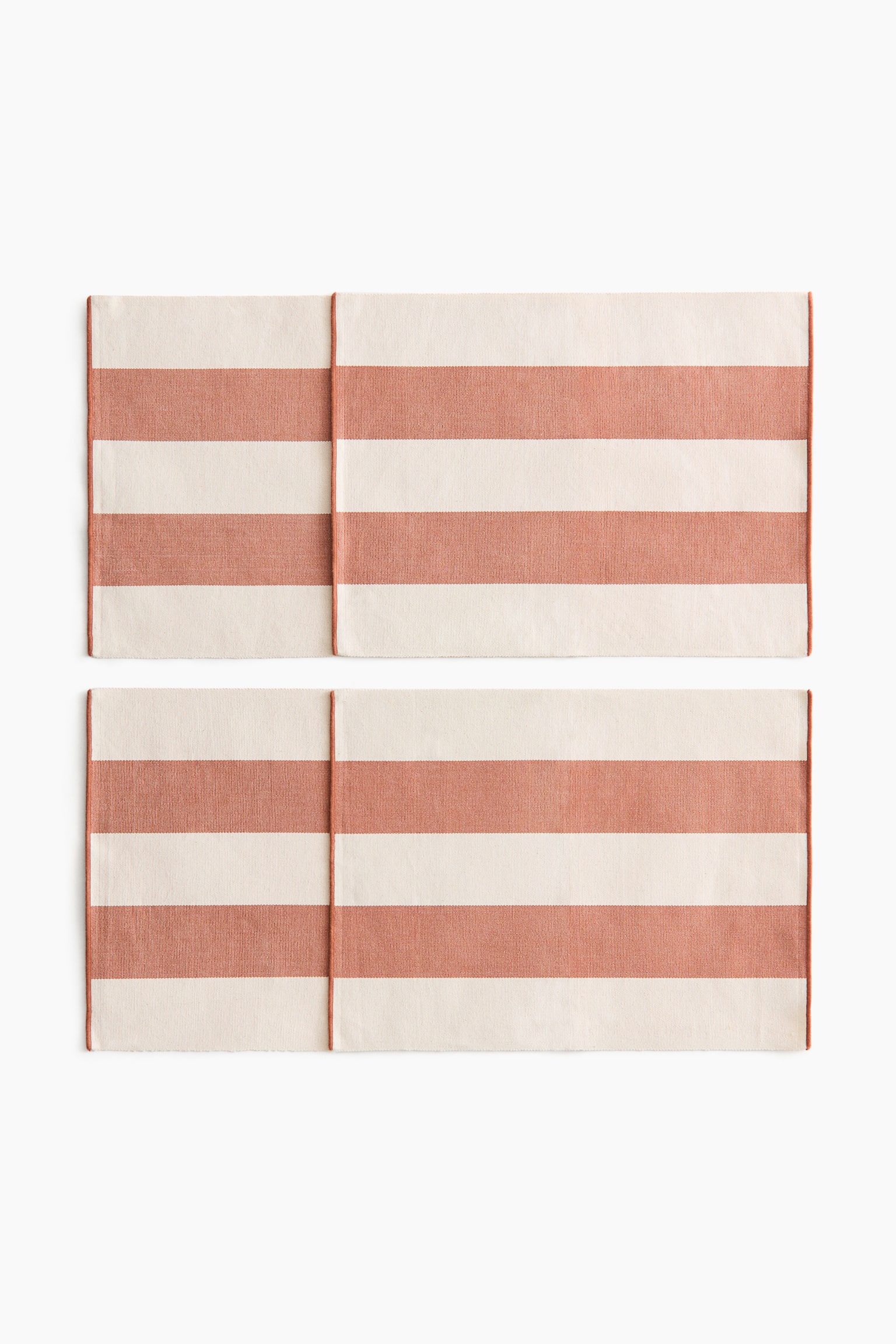 4-pack cotton place mats - Terracotta/Striped/Green/Light beige/Dark grey/Striped - 1