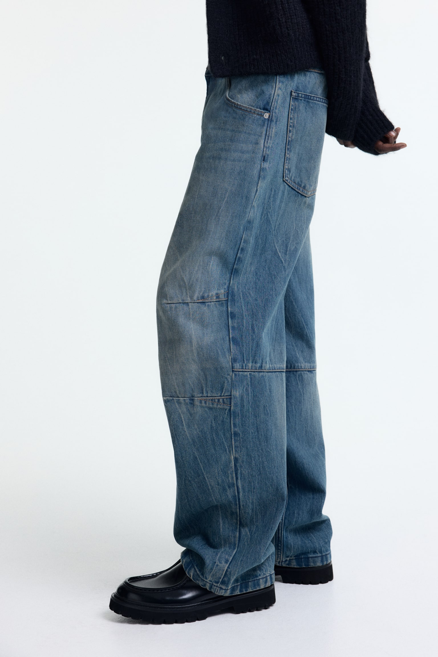 Quần jean có ly chiết dáng baggy - Màu xanh denim/Màu xanh denim đậm - 7