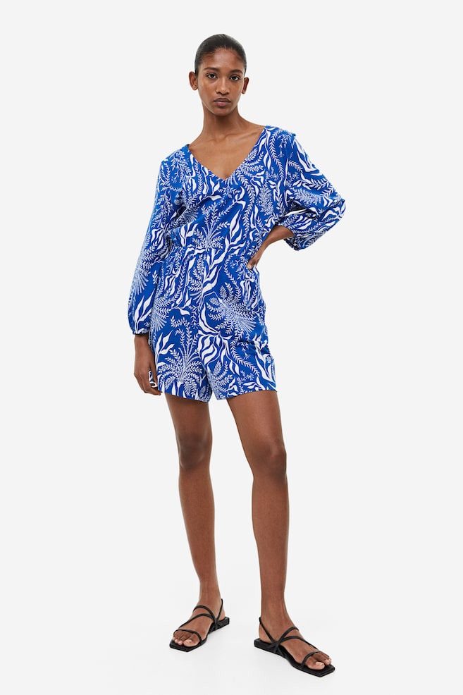 Patterned playsuit - Bright blue/Patterned - 1