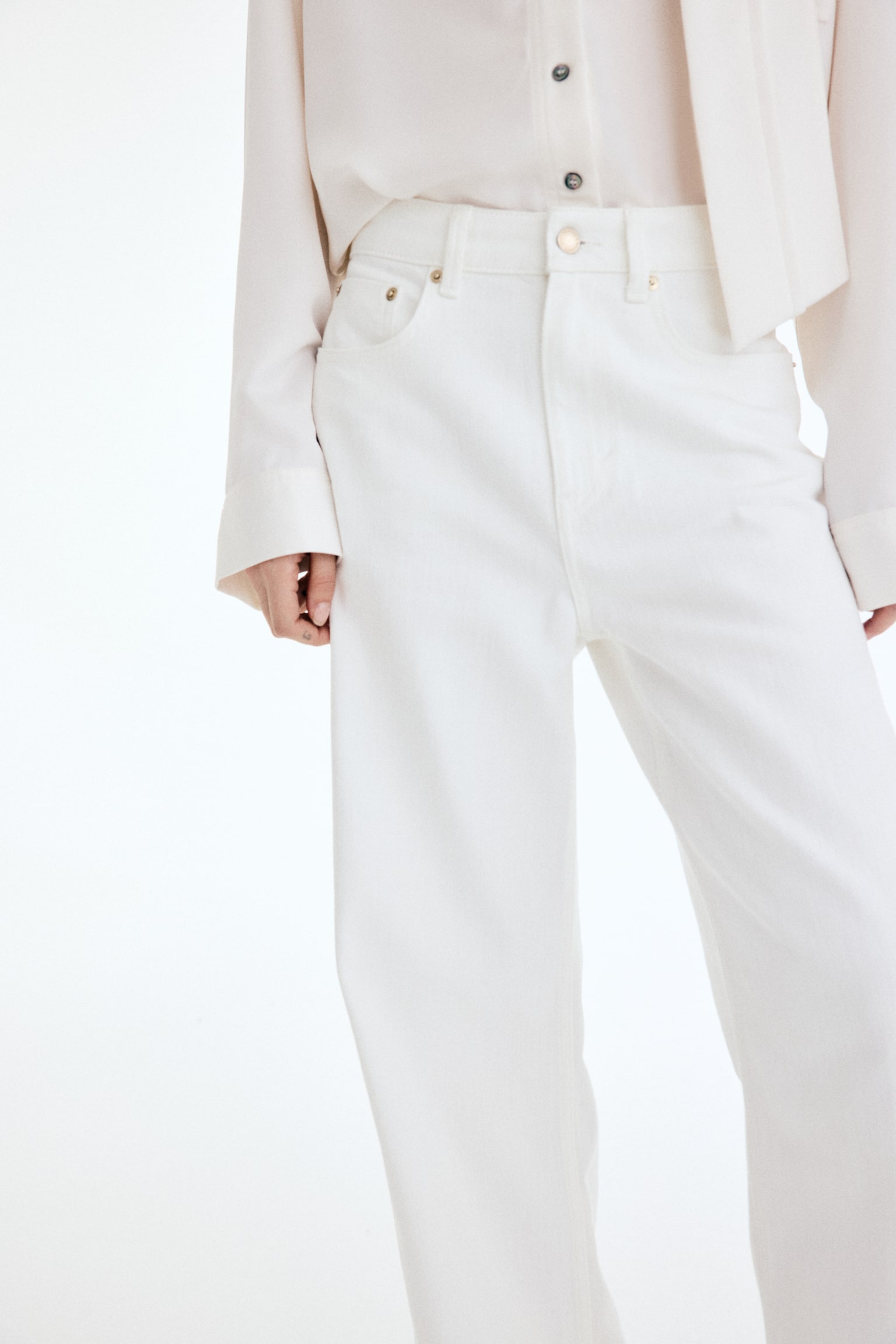 Wide High Jeans - Bílá/Světlý denim blue/Denim blue/Sepraná černá/Tmavě zelená/Denim blue - 5