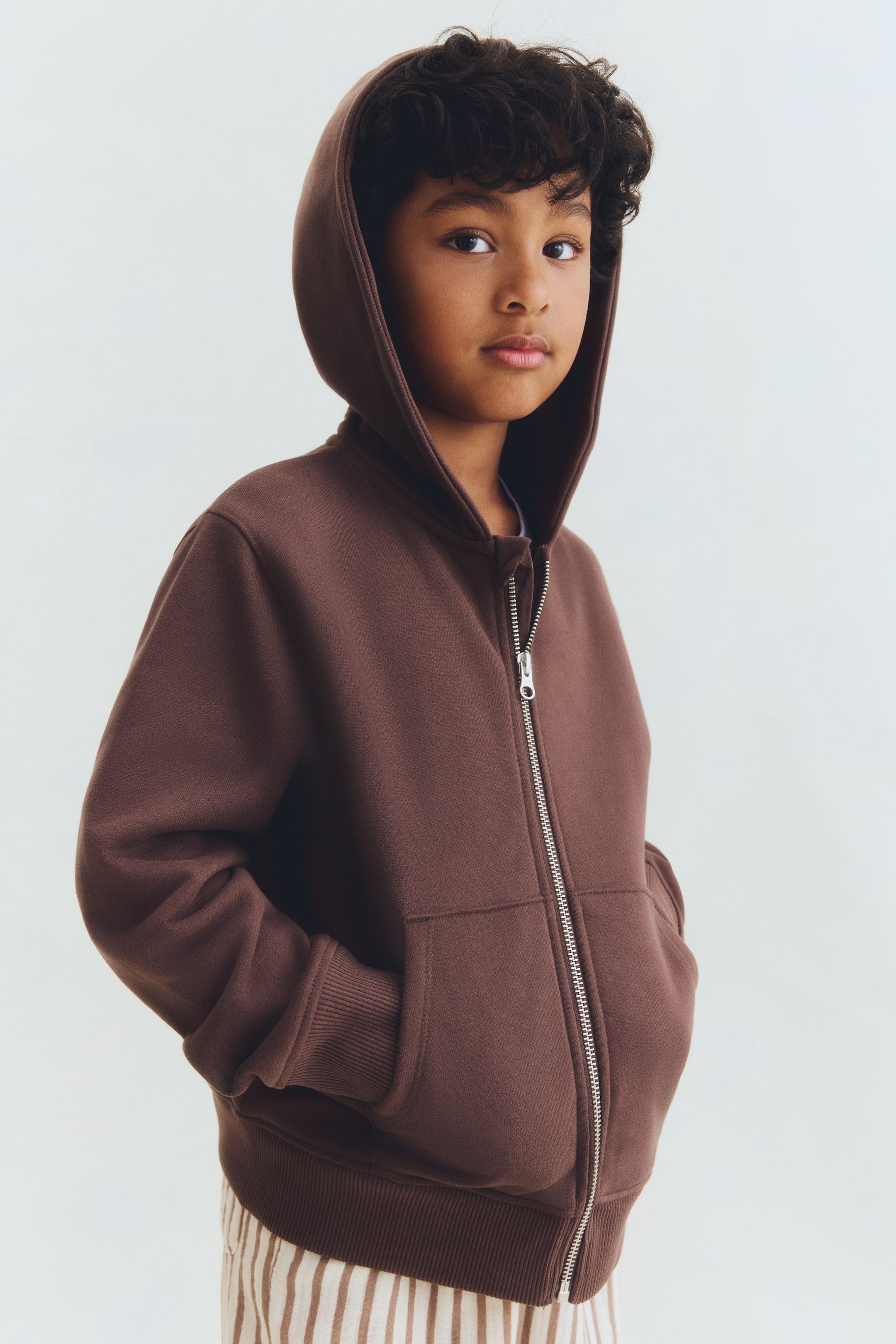 Hooded Cotton Sweatshirt Jacket
