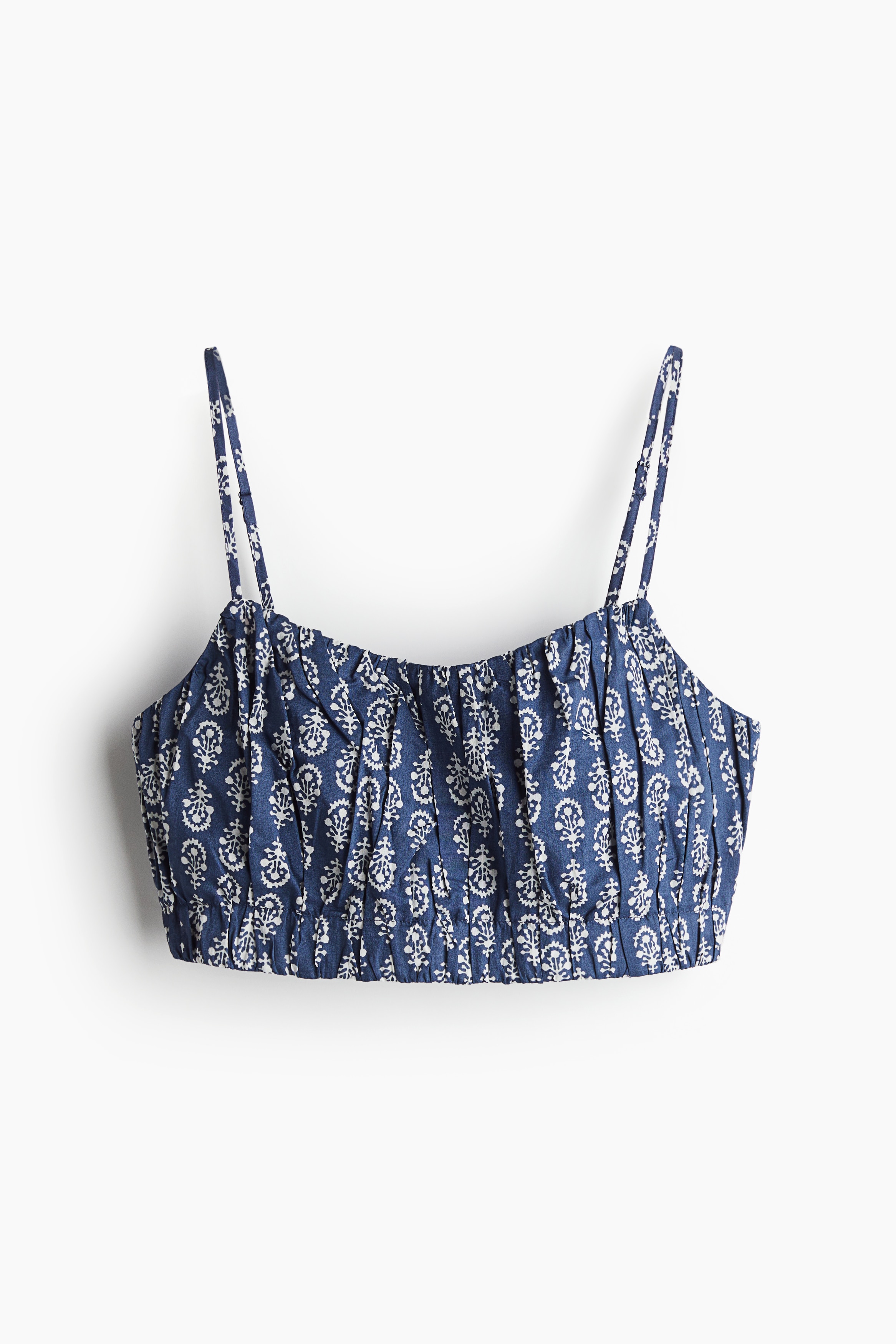 Strappy Crop Top - Dark blue/patterned - Ladies | H&M US