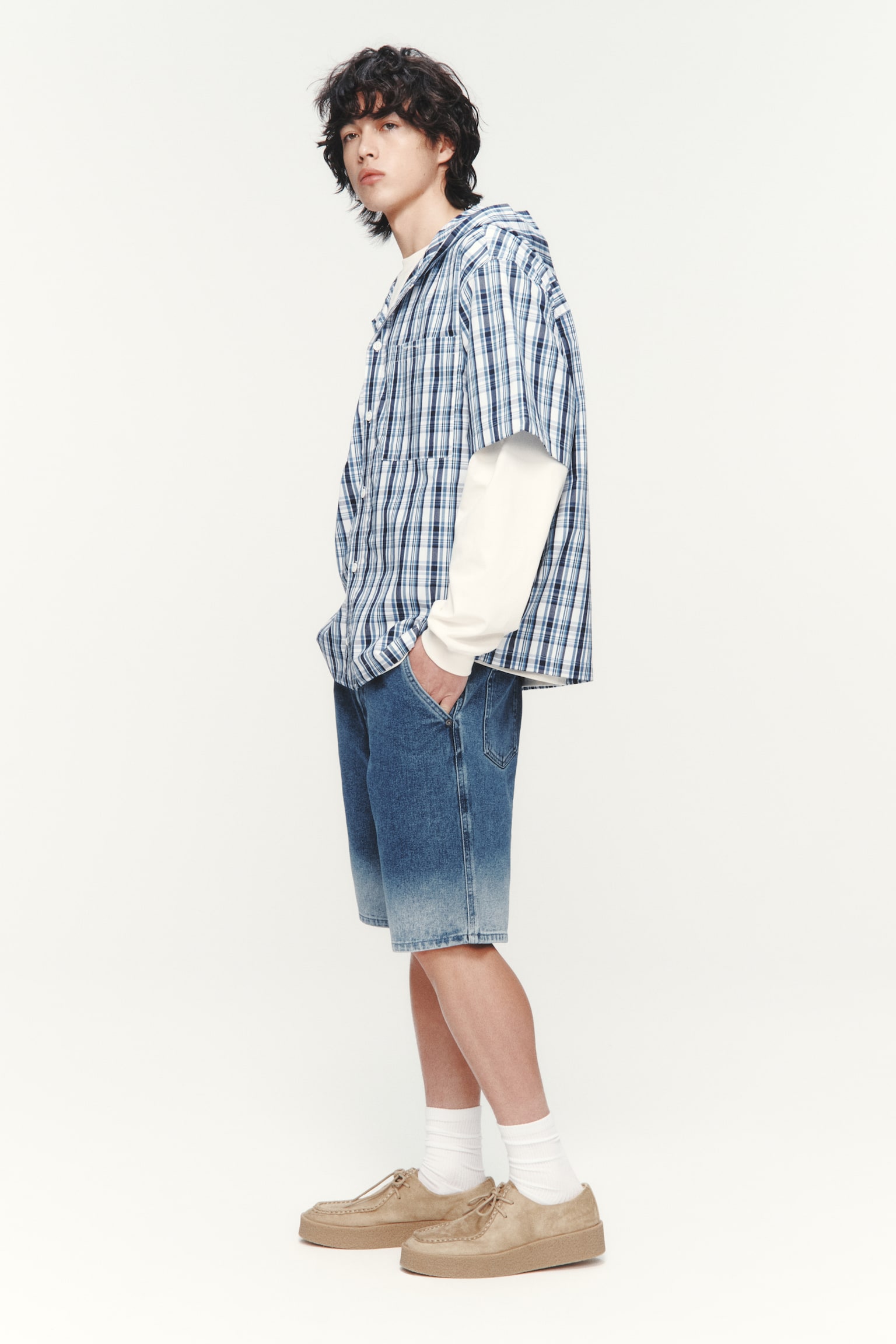 Loose Fit Denim shorts - Denim blue/Denim black - 3