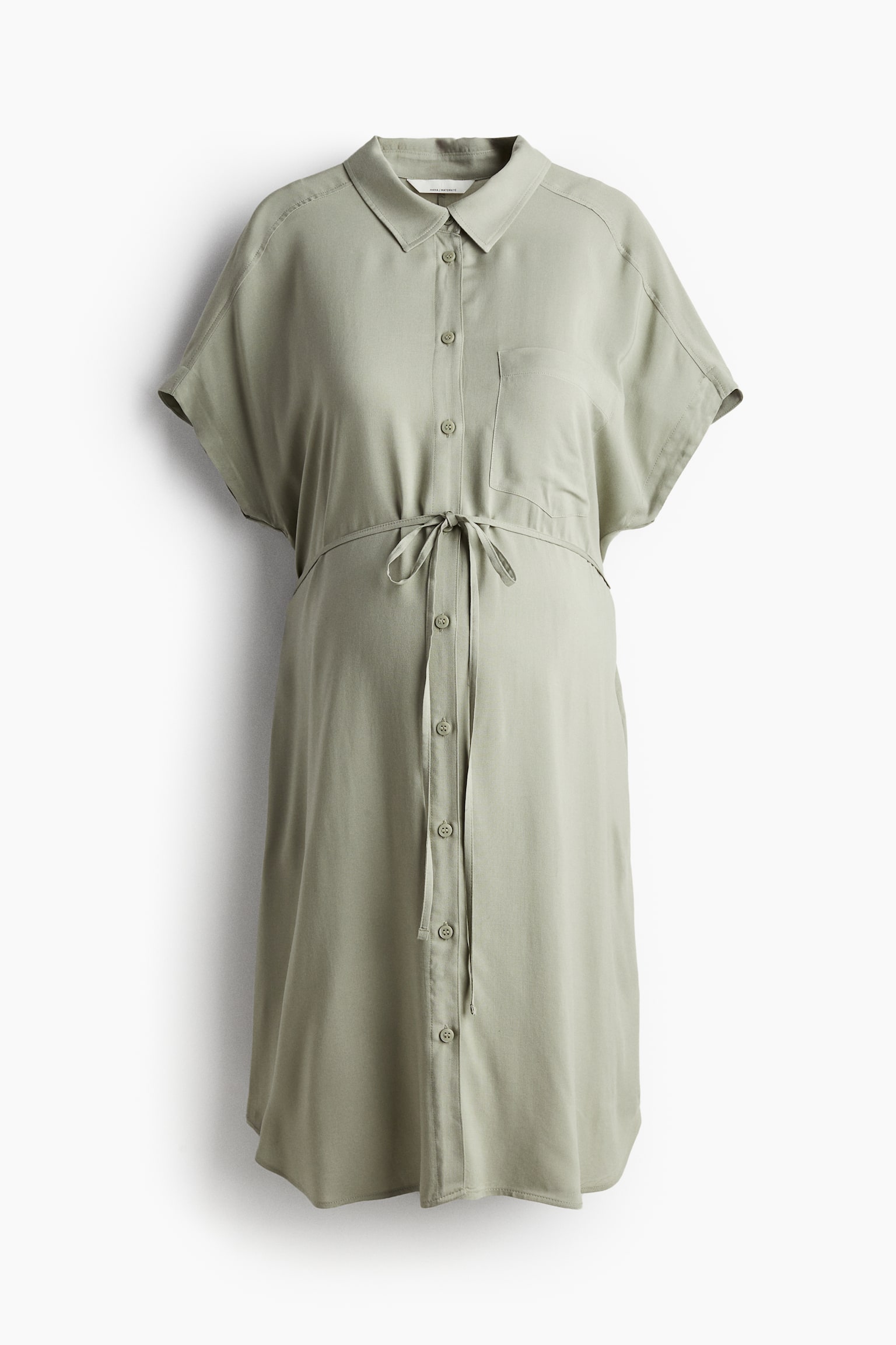 MAMA Tie Belt Shirt Dress - Light khaki green/Blue/Stripe/Black - 2