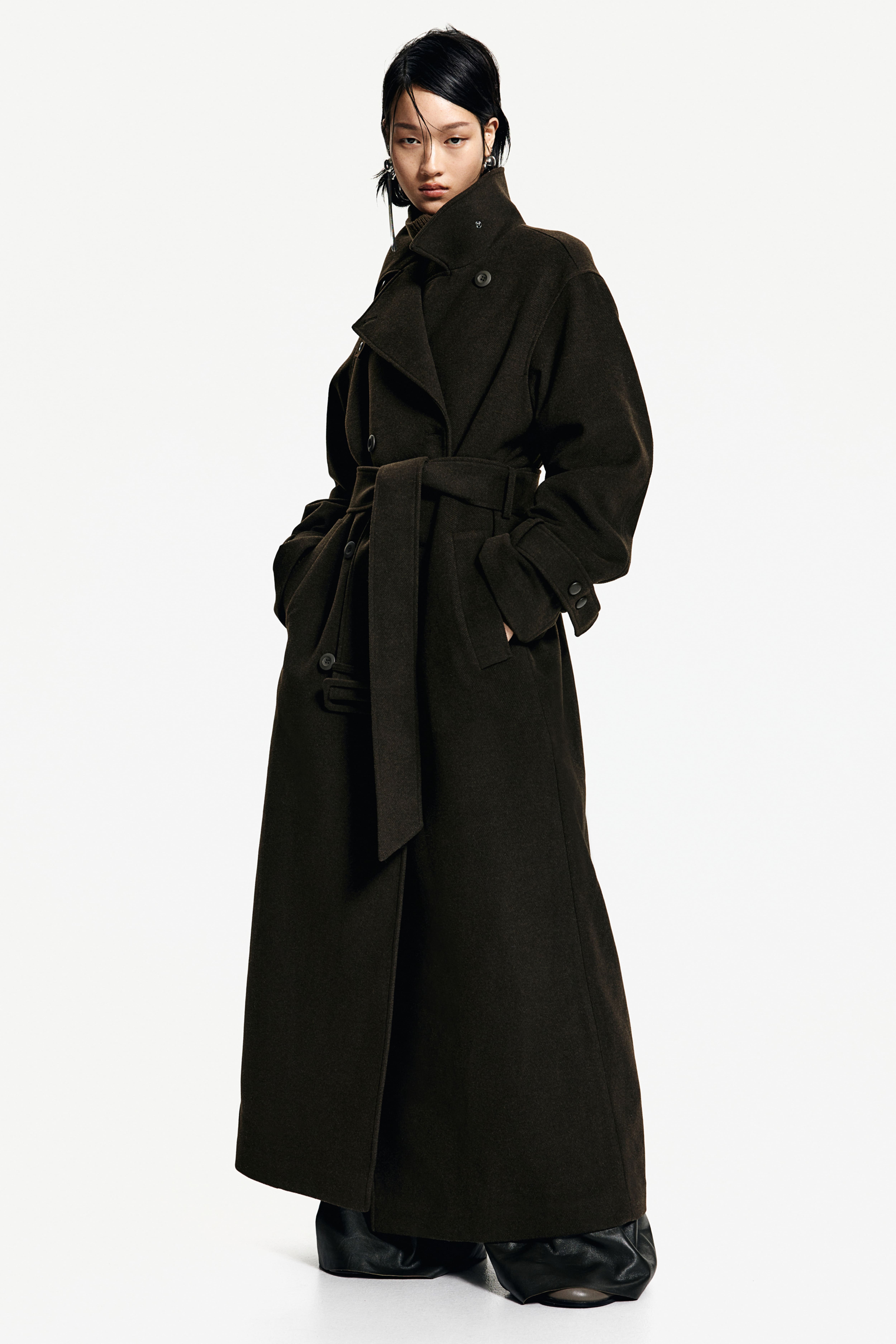 Belted maxi coat on sale