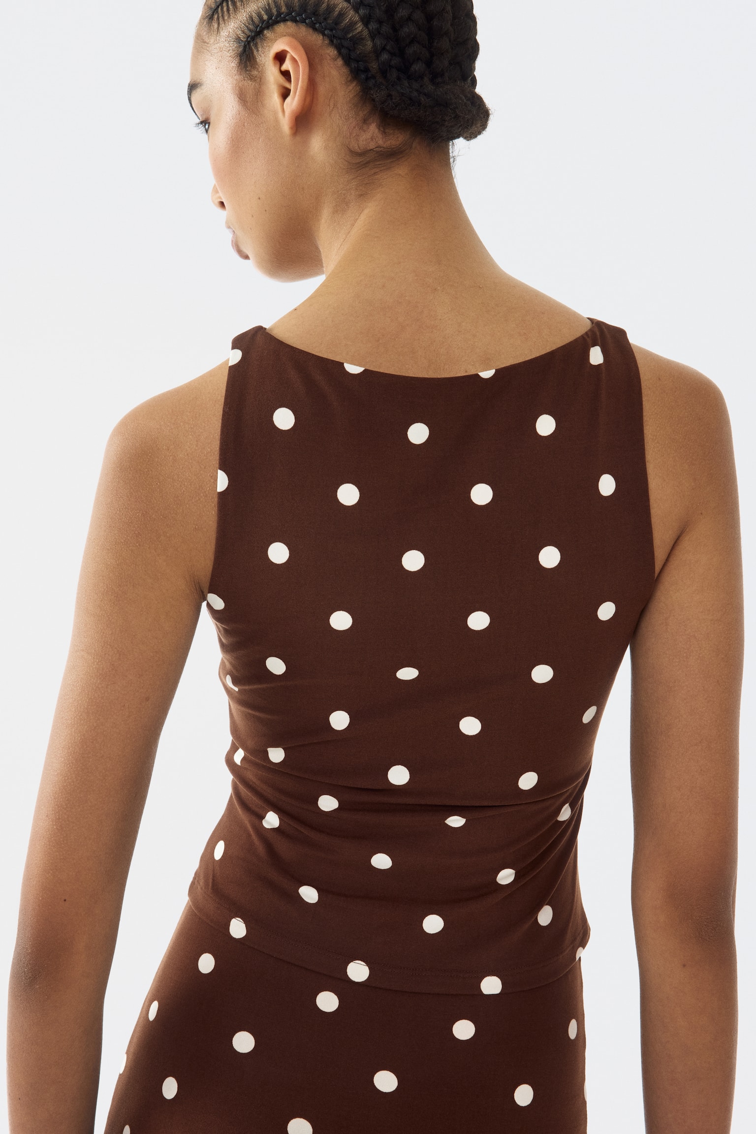 Boat-neck vest top - Brown/Spotted/Cream/Spotted - 3