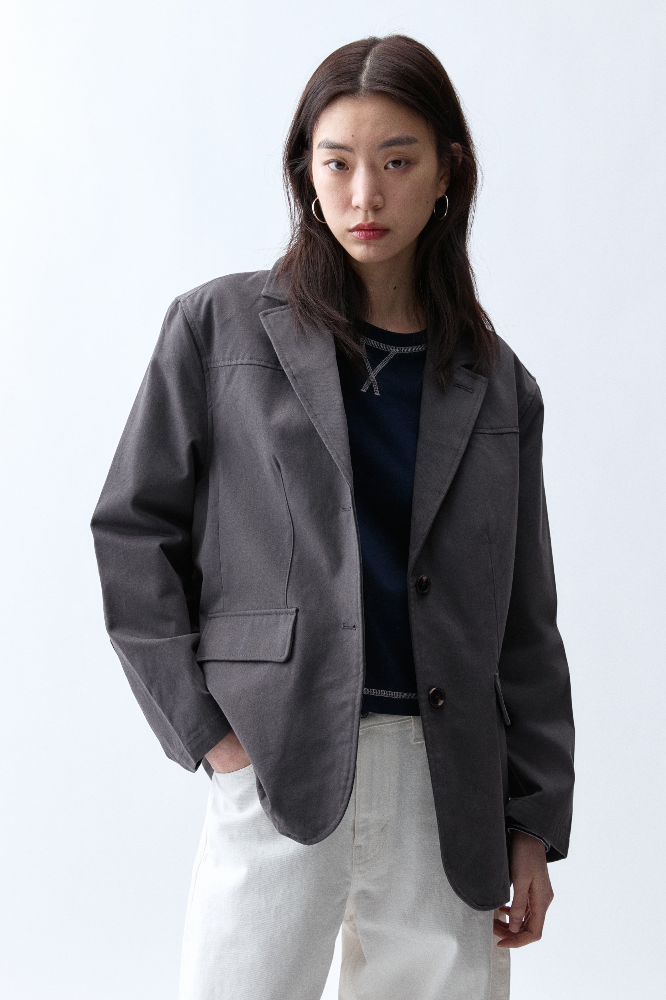ツイルブレザー - ダークグレー - レディース | H&M JP