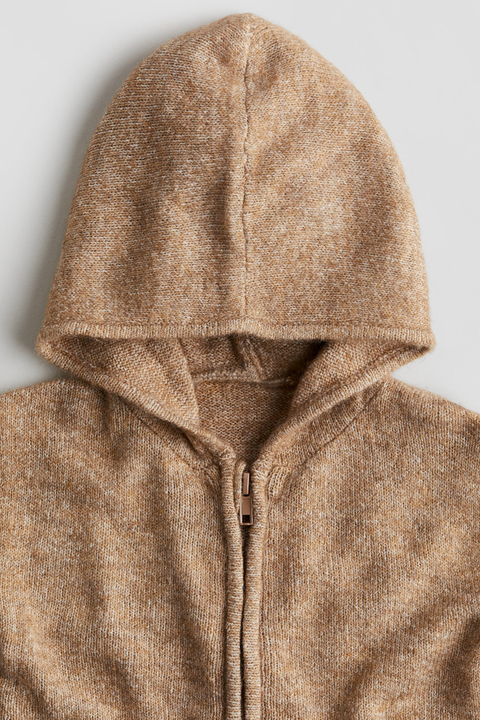 Hooded zip-through cardigan - Light brown/Dark grey - 2