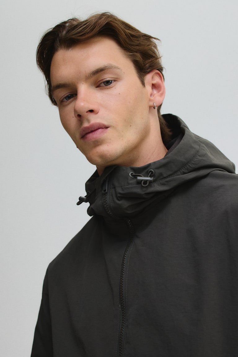 Men’s Dark khaki green Hooded Windbreaker H&M US