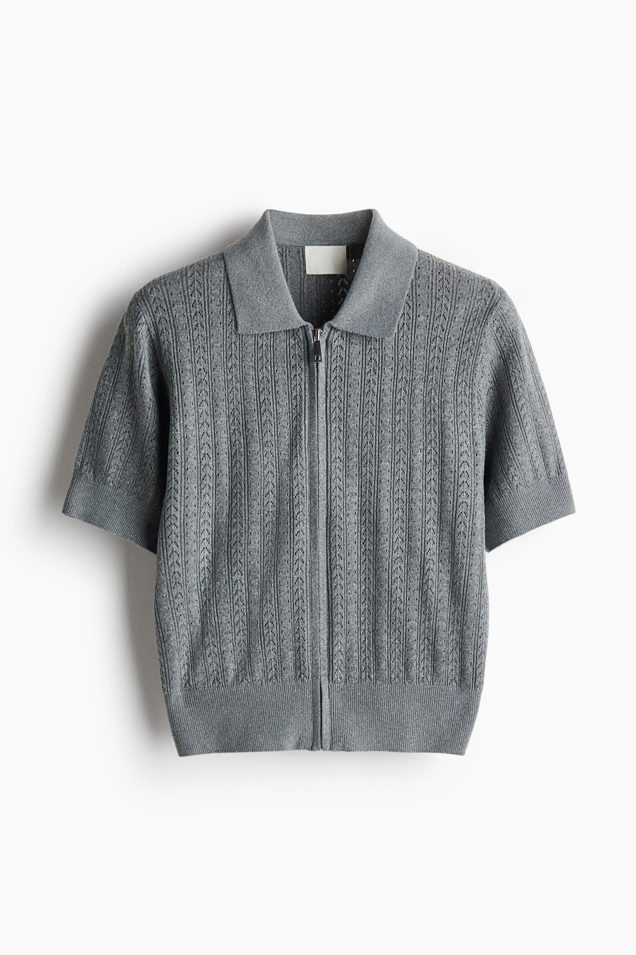 拡大画像を表示: ポインテルニット フルジップカーディガン - グレーメランジ - レディース | H&M JP 1
