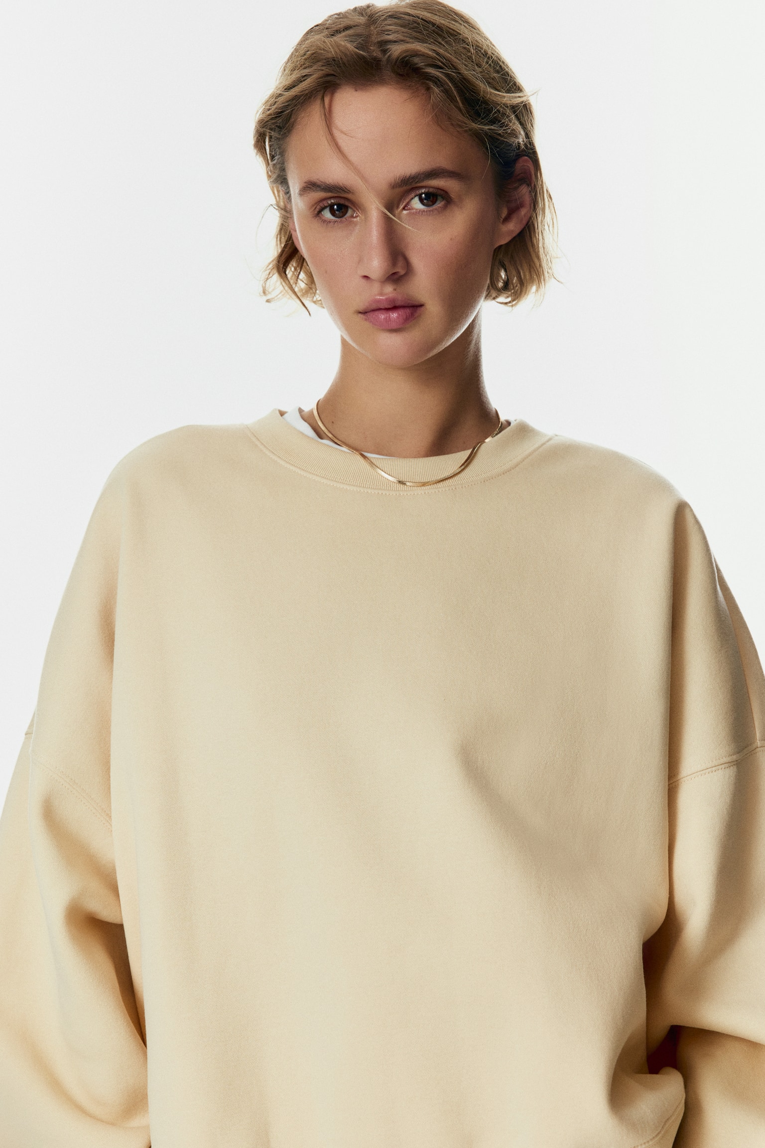Oversized Sweatshirt - Light yellow/Gray melange/Navy blue - 4