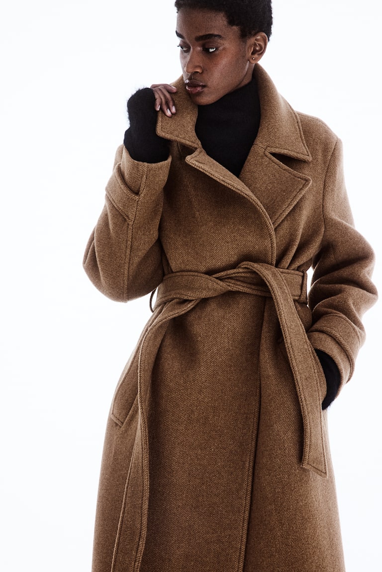 Brown Long Wool Blend Coat H&m Brown Women's Wool Coat
