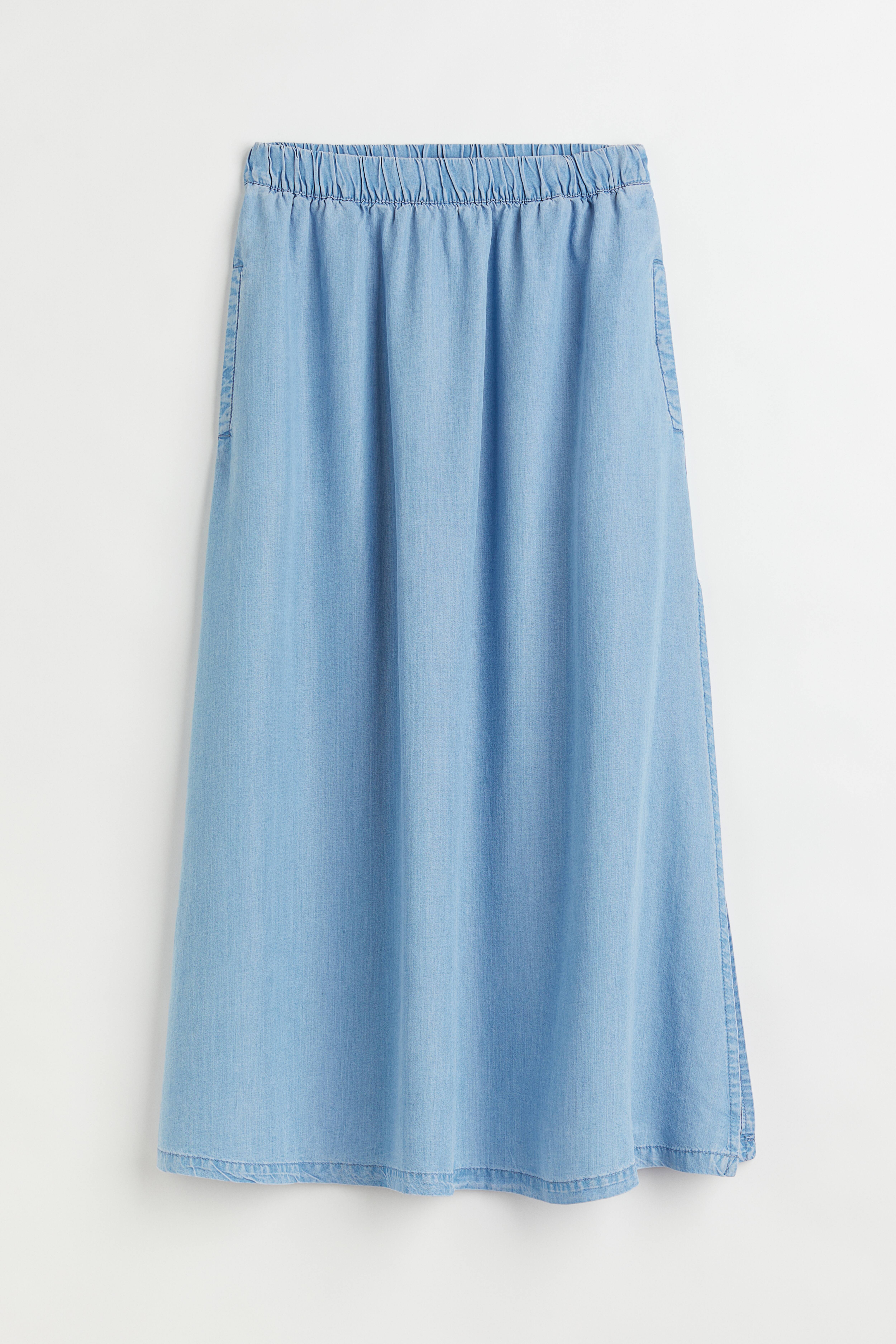 Long blue jean skirts h&m best sale