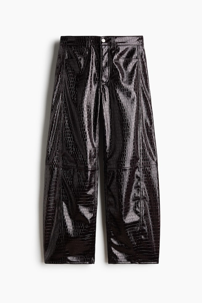 Coated barrel trousers - Burgundy - 1
