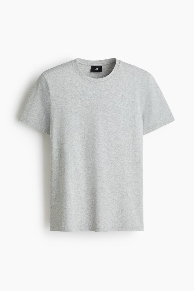 T-shirt z bawełny pima Slim Fit - Jasnoszary melanż/Ciemnobrązowy/Czarny/Biały/Granatowy - 1