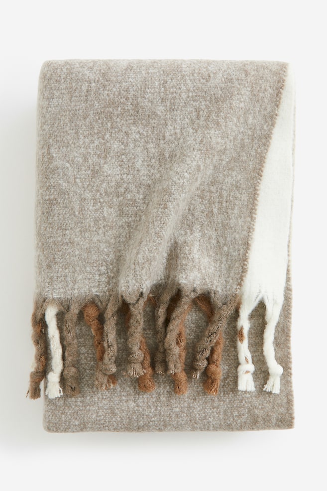Patterned wool-blend blanket - Mole/Striped/Pink/Striped - 1