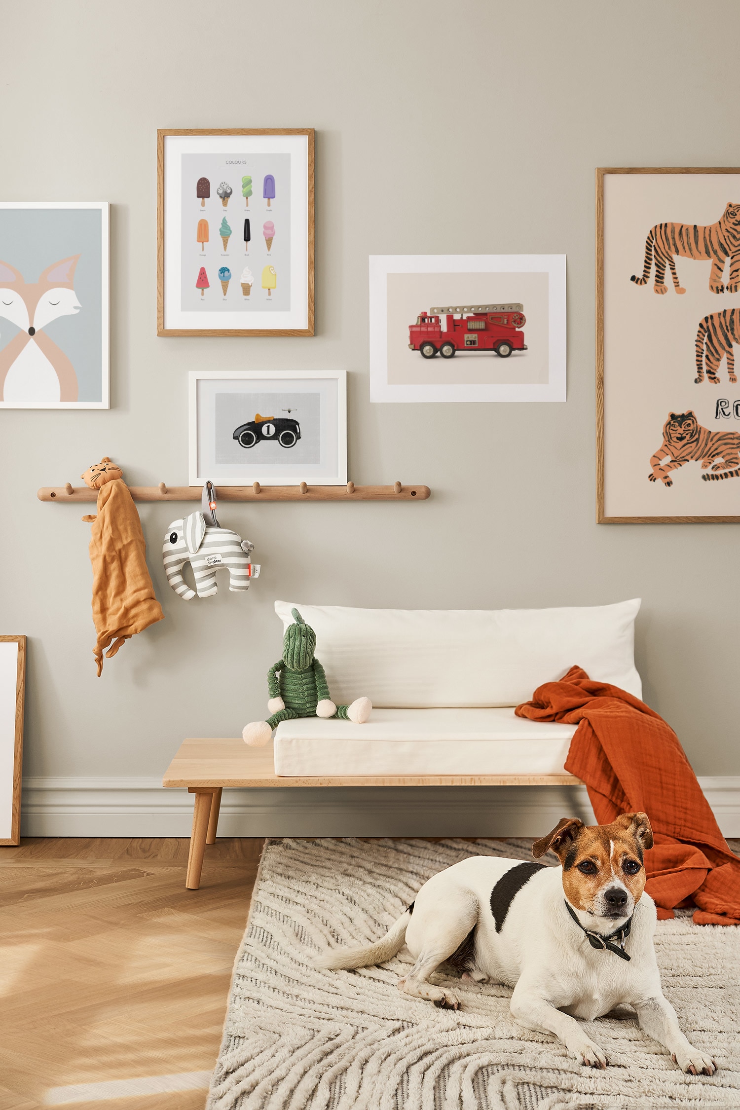 Fire Truck Poster - Rood/beige