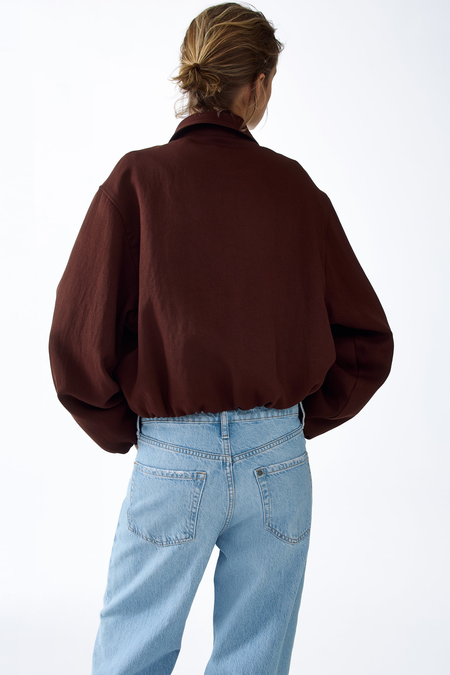 Oversized bubble-hem jacket - Dark rust brown/Beige/Leopard print/Khaki green - 4