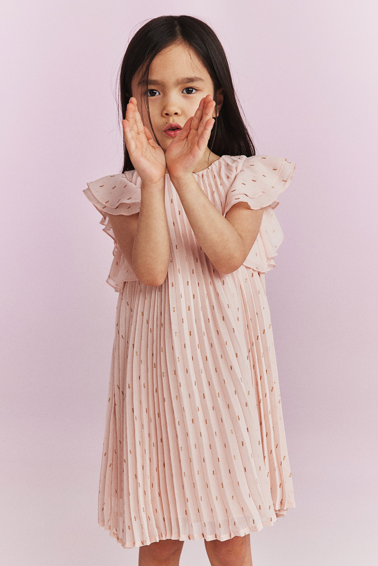 Pleated A-line Dress - Light pink/Pattern/Gold colour/Light pink/Black/Purple/Pink/Black/Spot/Yellow/Purple/Light pink/Rainbow stripe - 4