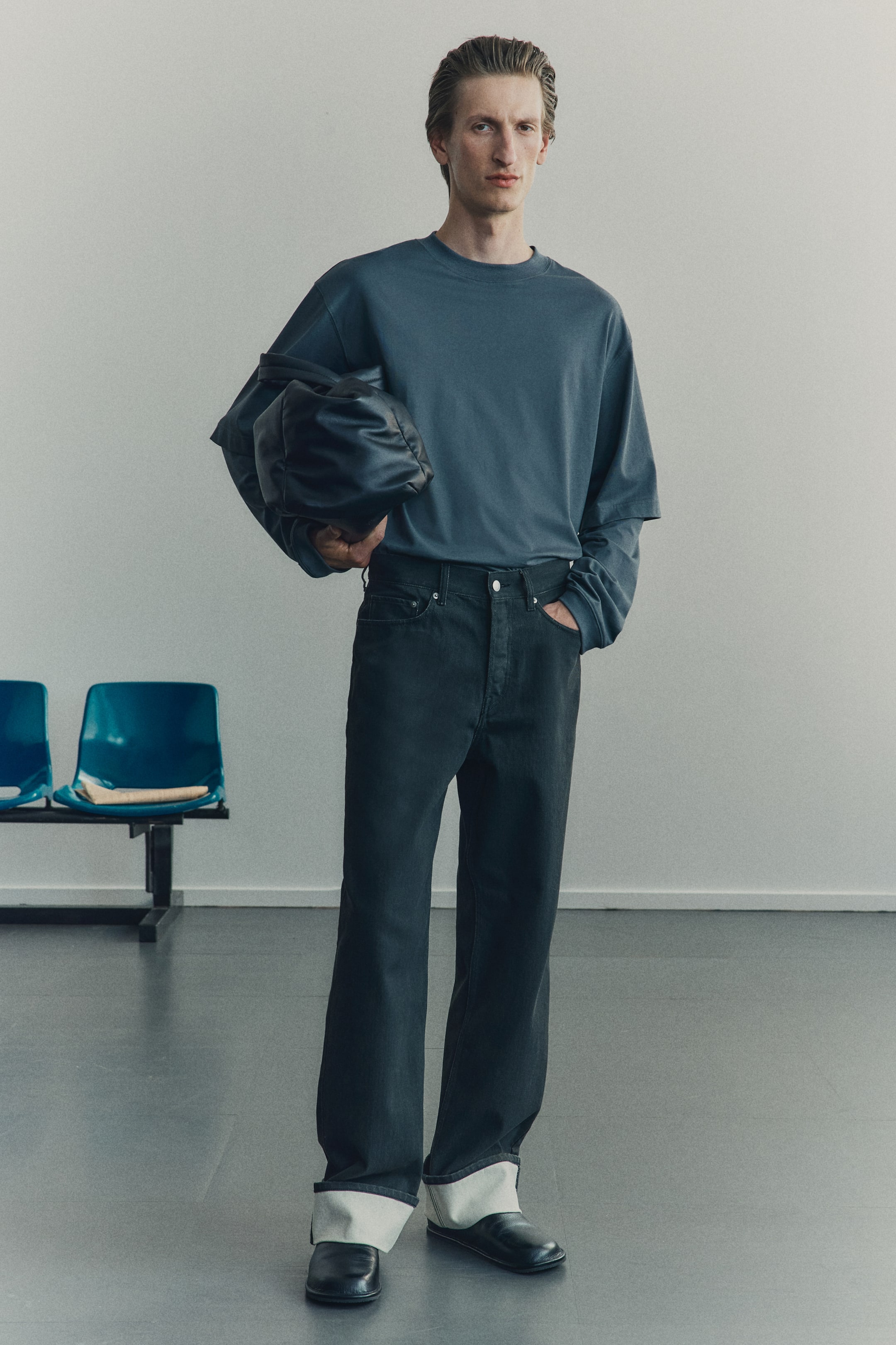 Agrandir l'image: T-shirt à effet superposé en coton pima - Gris foncé - HOMME | H&M CH 3