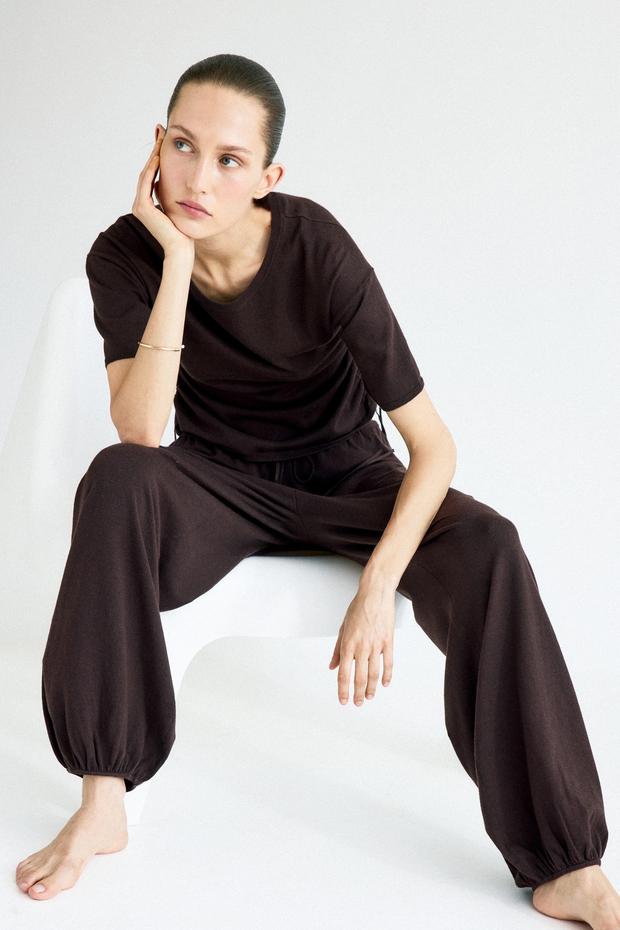 Pantalon ballon en tricot fin