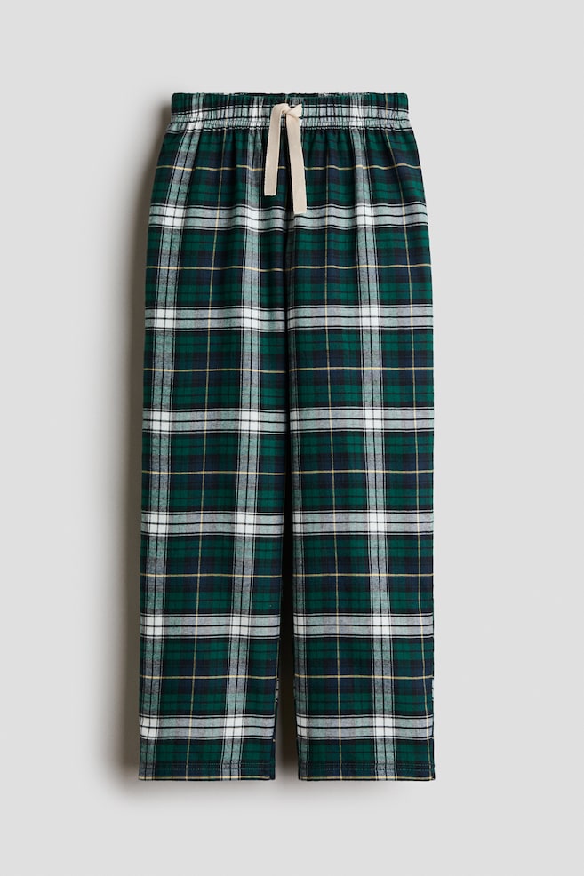 Patterned flannel pyjama bottoms - Dark green/Checked/Blue/Checked/Black/White checked - 1
